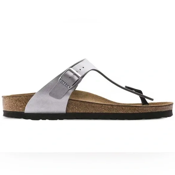 Birkenstock Gizeh BS Silver Thong Sandals EU 36 US Women’s 5 Regular Fit NWT - Picture 2 of 14